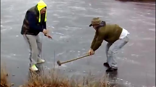 Ruleta rusa en  un río congelado